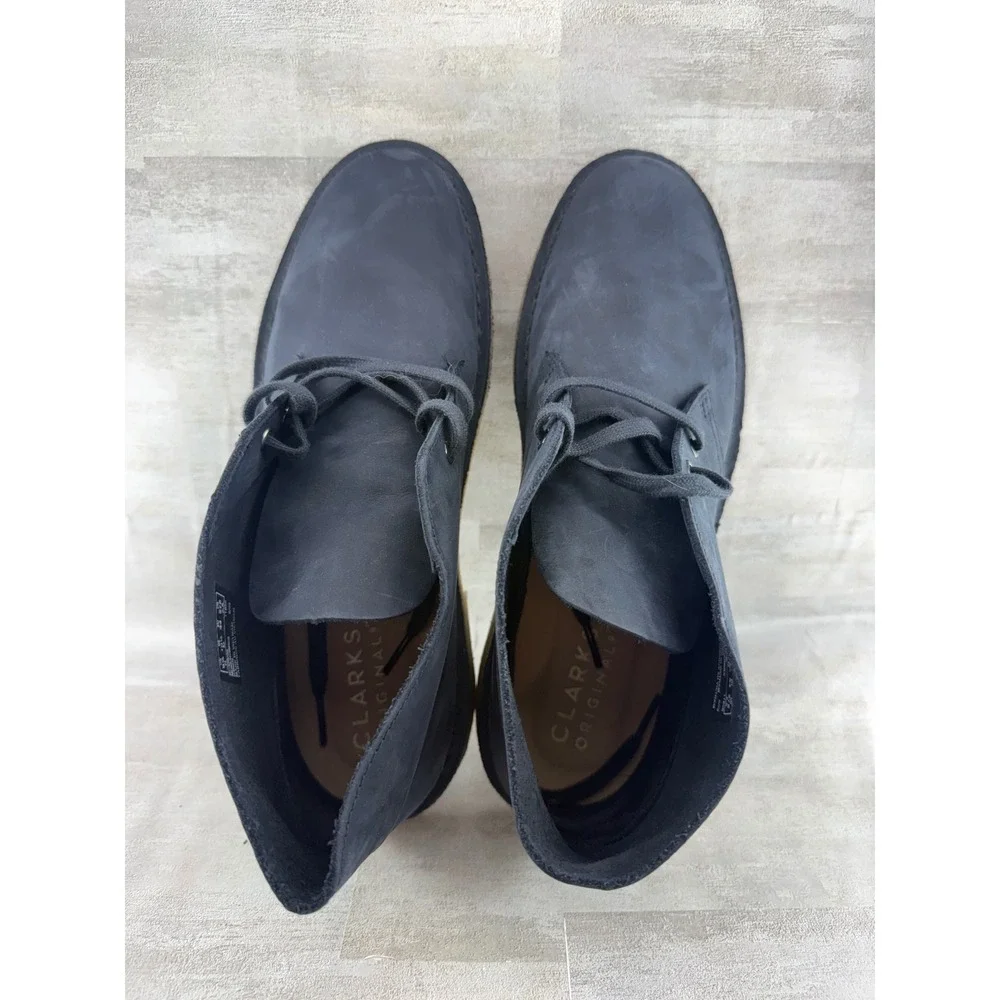 Clarks Originals Desert Boot Navy Blue Leather Chukka Boots Men Sz 10.5M